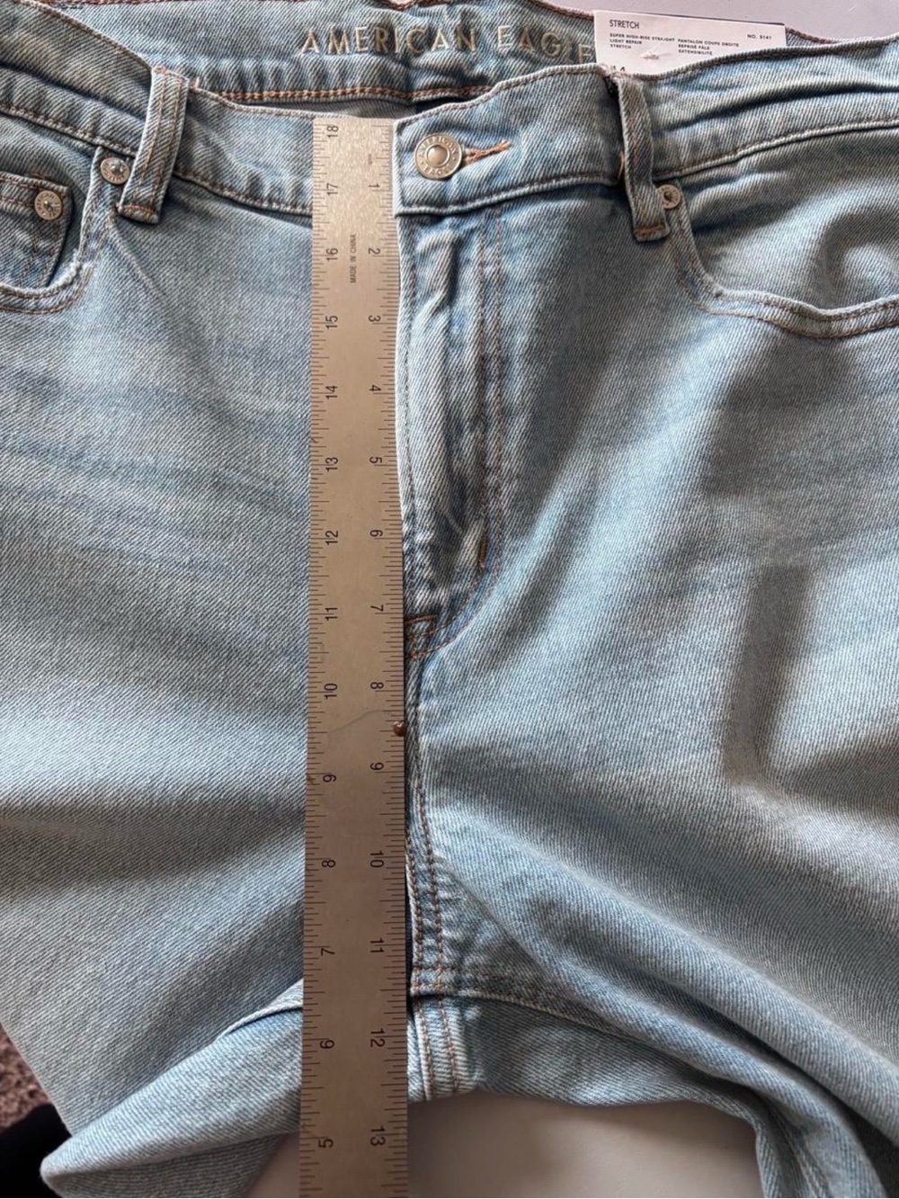 American Eagle Outfitters Super High Rise Straight Jeans Size 14 $70 - Picture 7 of 7